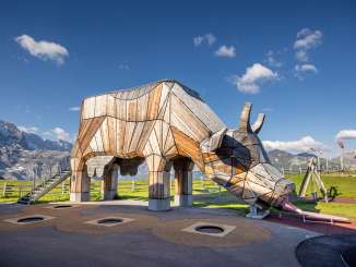 Side view of the cow slide on the Männnlichen at the Senn playground