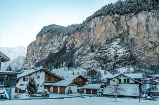 The village of Lauterbrunnen in winter.
