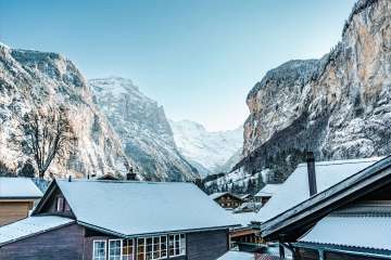 The village of Lauterbrunnen in winter.