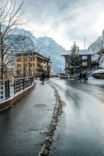 The village of Lauterbrunnen in winter.