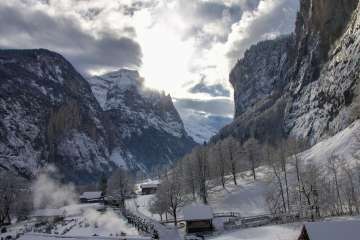 The village of Lauterbrunnen in winter.
