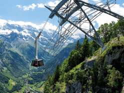 The new Schilthornbahn 20XX takes passengers up to the Schilthorn.